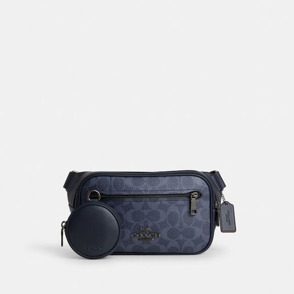 NWT Coach Outlet Elias Belt Bag In Signature Denim - Picture 1 of 5
